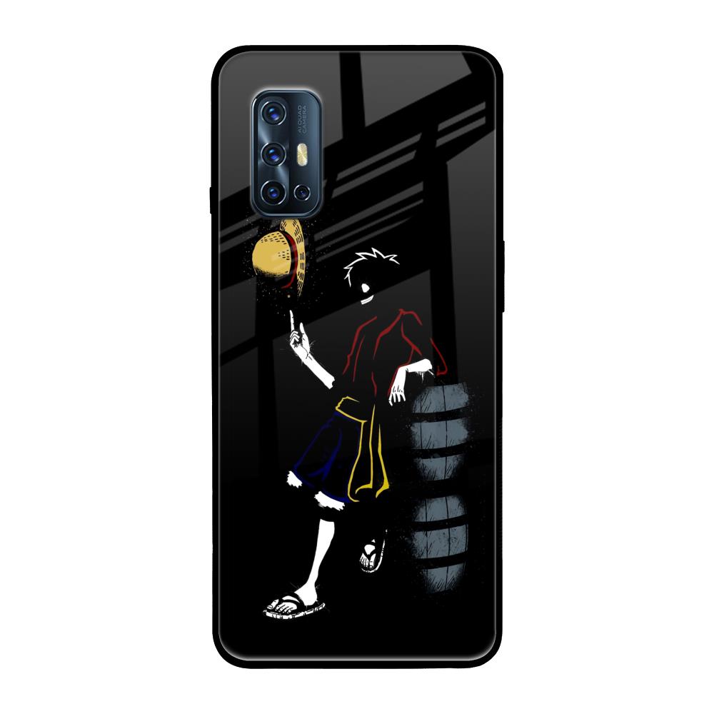 Luffy Line Art Vivo V17 Glass Back Cover Online