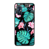 Tropical Leaves & Pink Flowers Vivo V17 Glass Back Cover Online
