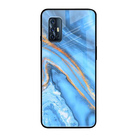 Vibrant Blue Marble Vivo V17 Glass Back Cover Online
