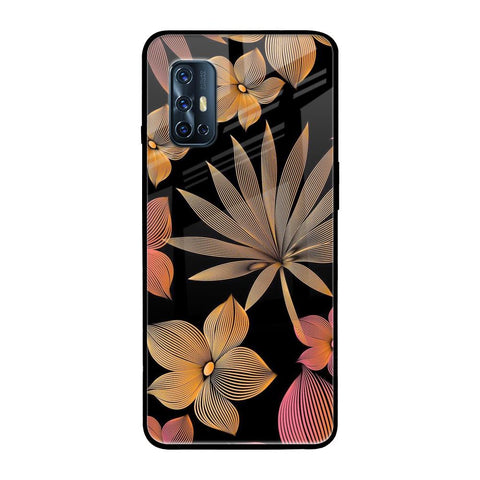 Lines Pattern Flowers Vivo V17 Glass Back Cover Online