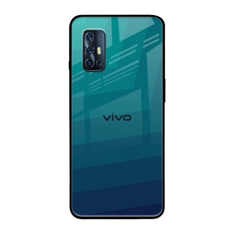 Green Triangle Pattern Vivo V17 Glass Back Cover Online