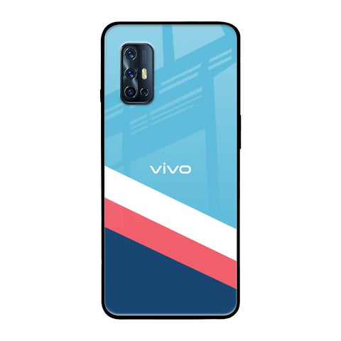 Pink & White Stripes Vivo V17 Glass Back Cover Online