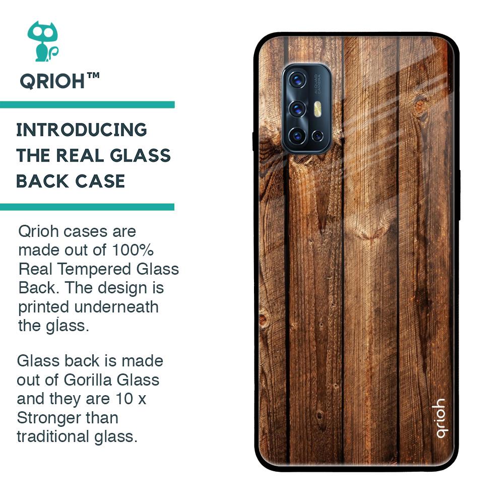 Timber Printed Glass case for Vivo V17