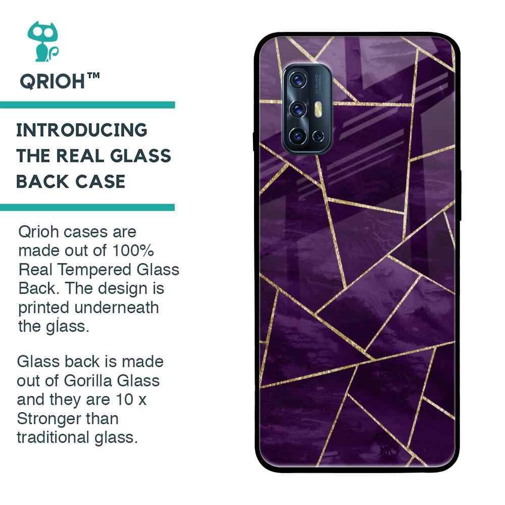 Geometric Purple Glass Case For Vivo V17