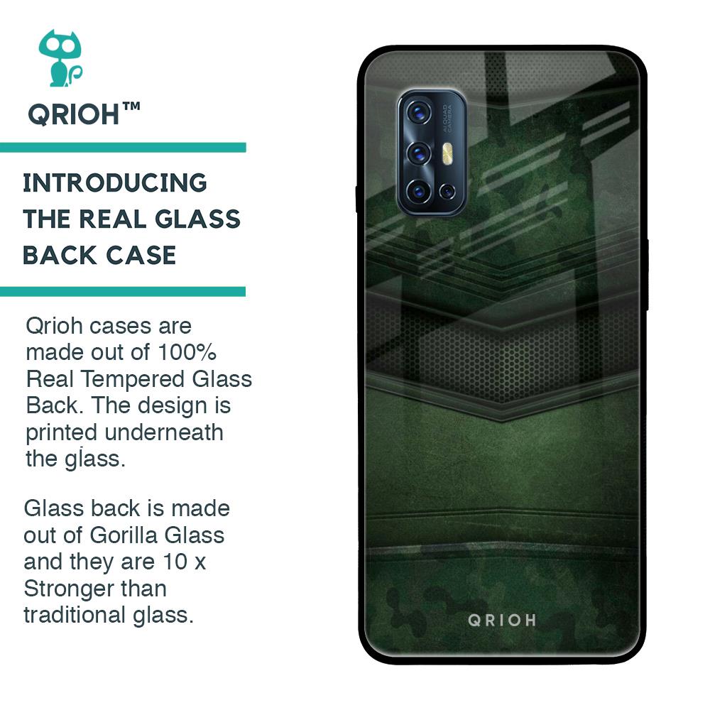 Green Leather Glass Case for Vivo V17