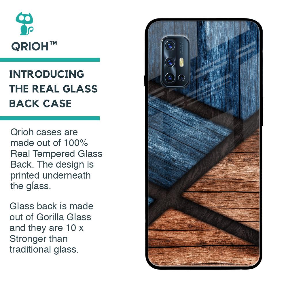 Wooden Tiles Glass Case for Vivo V17