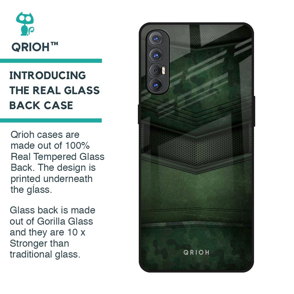 Green Leather Glass Case for Oppo Reno 3 Pro