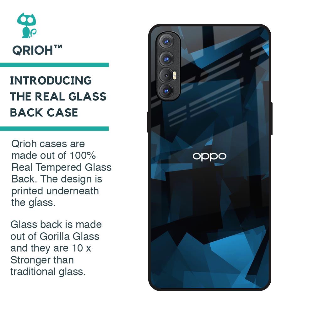 Polygonal Blue Box Glass Case For Oppo Reno 3 Pro