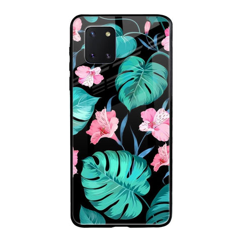 Tropical Leaves & Pink Flowers Samsung Galaxy Note 10 lite Glass Back Cover Online