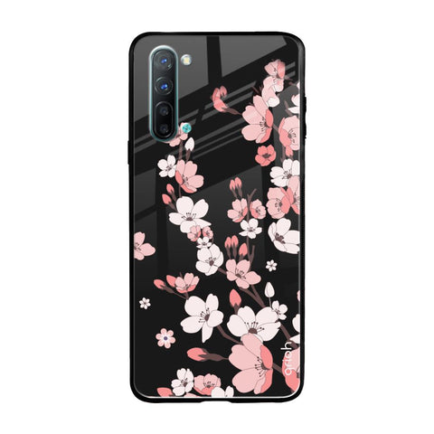 Black Cherry Blossom Oppo Reno 3 Glass Back Cover Online