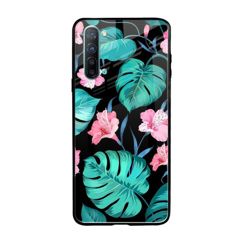 Tropical Leaves & Pink Flowers Oppo Reno 3 Glass Back Cover Online