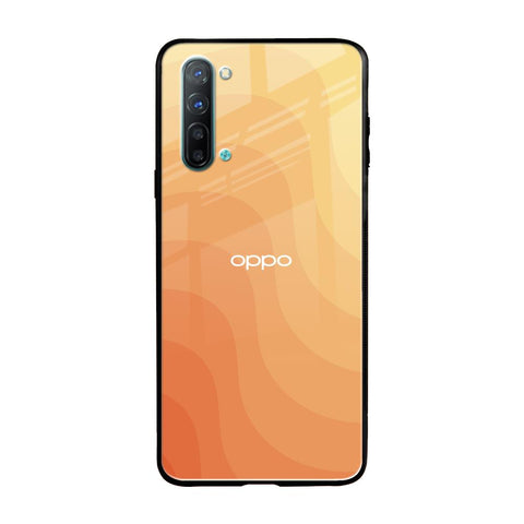 Orange Curve Pattern Oppo Reno 3 Glass Back Cover Online