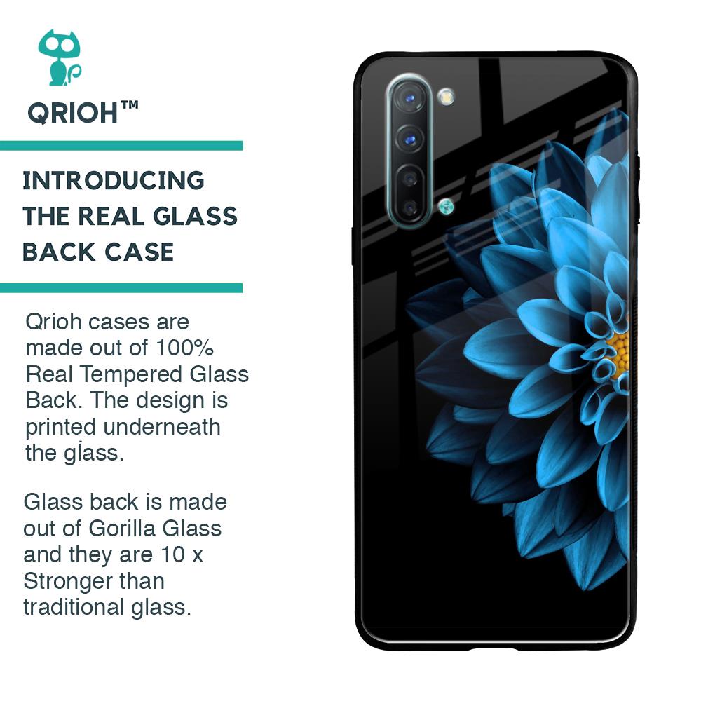 Half Blue Flower Glass Case for Oppo Reno 3