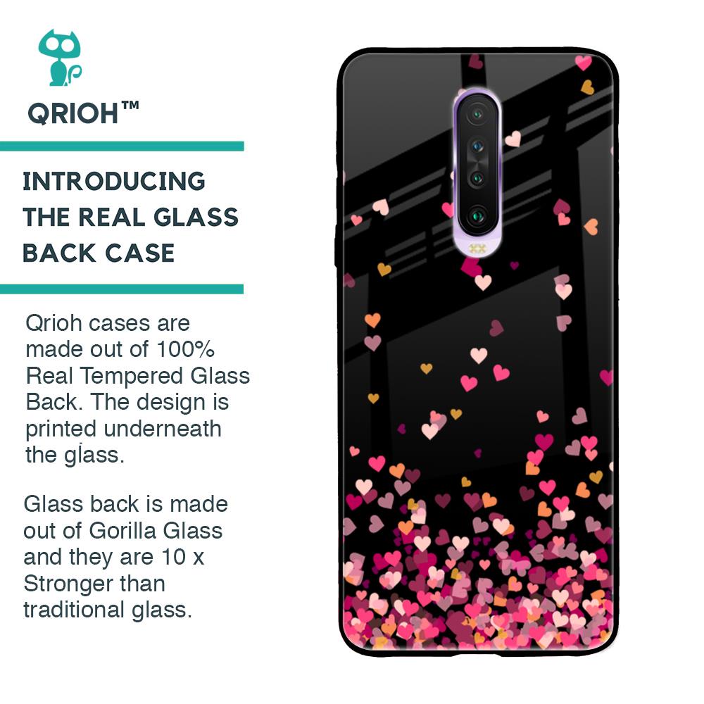 Heart Rain Fall Glass Case For Poco X2