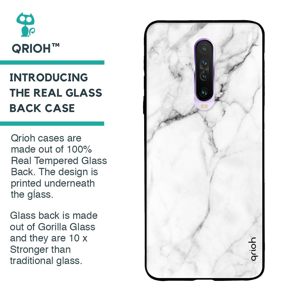 Modern White Marble Glass case for Poco X2