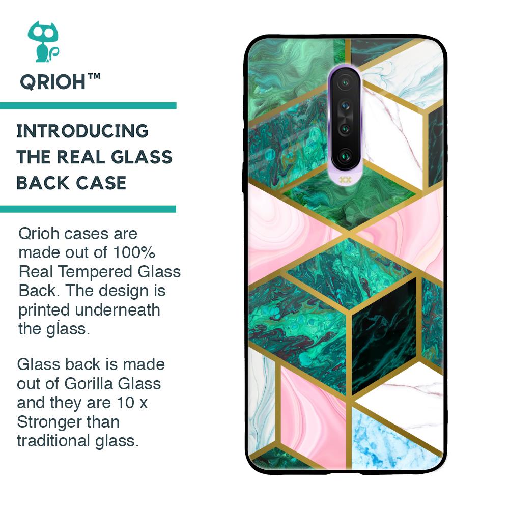 Seamless Green Marble Glass Case for Poco X2
