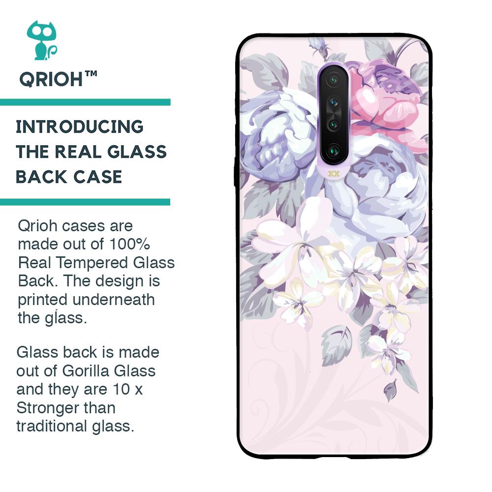 Elegant Floral Glass case for Poco X2