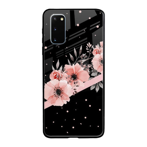 Floral Black Band Samsung Galaxy S20 Glass Back Cover Online