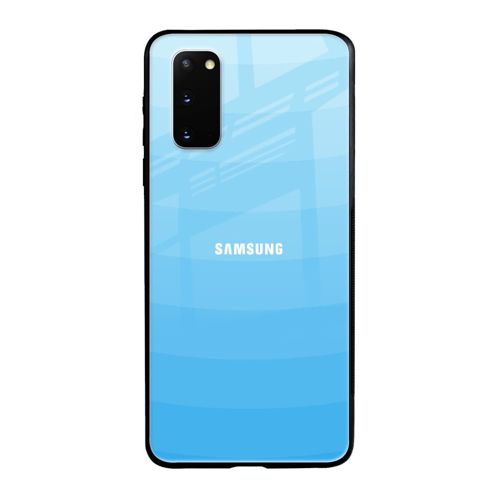 Wavy Blue Pattern Samsung Galaxy S20 Glass Back Cover Online