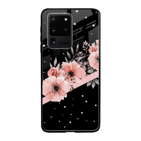 Floral Black Band Samsung Galaxy S20 Ultra Glass Back Cover Online