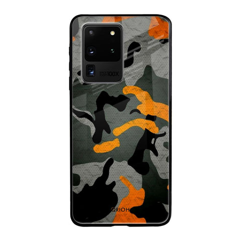Camouflage Orange Samsung Galaxy S20 Ultra Glass Back Cover Online