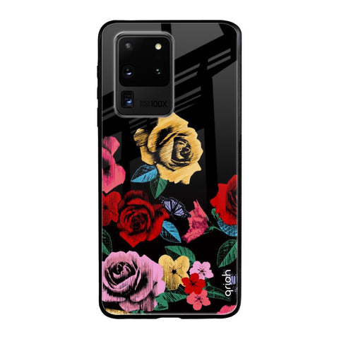 Floral Decorative Samsung Galaxy S20 Ultra Glass Back Cover Online