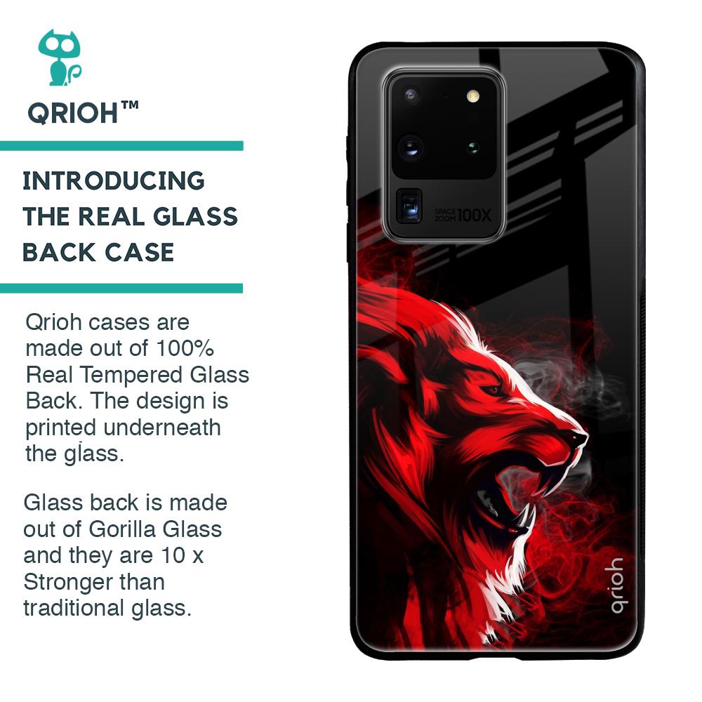 Red Angry Lion Glass Case for Samsung Galaxy S20 Ultra