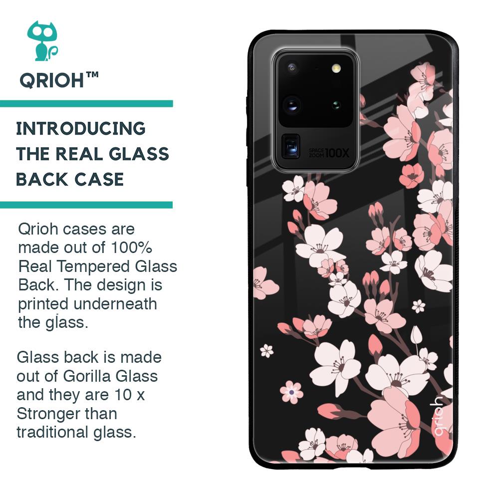 Black Cherry Blossom Glass Case for Samsung Galaxy S20 Ultra