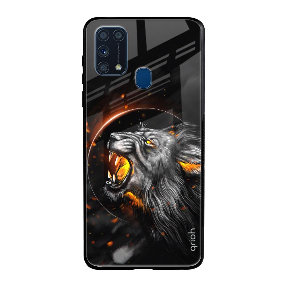 Aggressive Lion Samsung Galaxy M31 Glass Back Cover Online