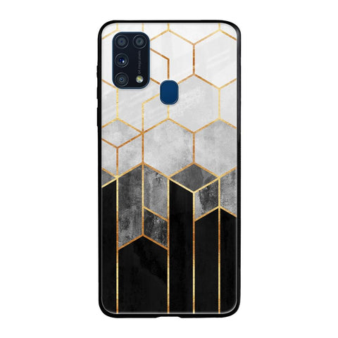 Tricolor Pattern Samsung Galaxy M31 Glass Back Cover Online
