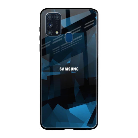 Polygonal Blue Box Samsung Galaxy M31 Glass Back Cover Online