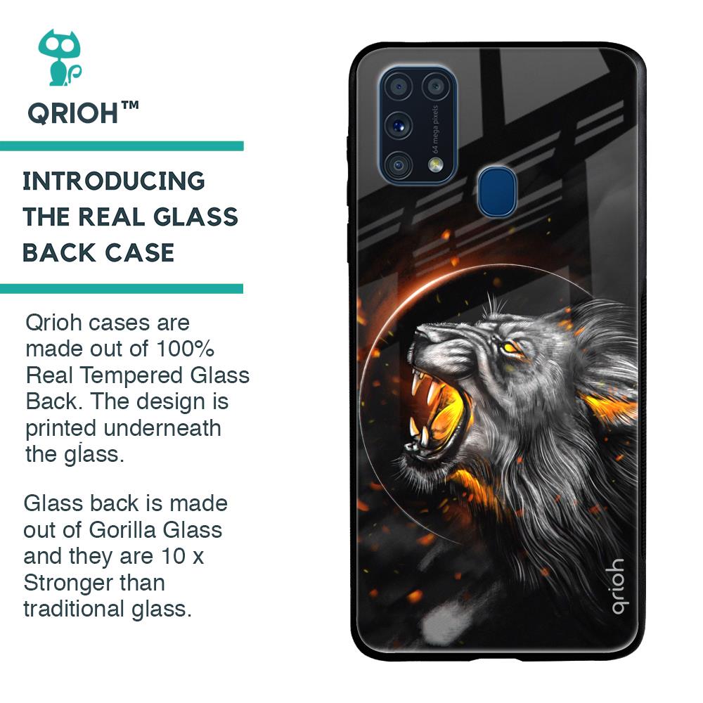 Aggressive Lion Glass Case for Samsung Galaxy M31