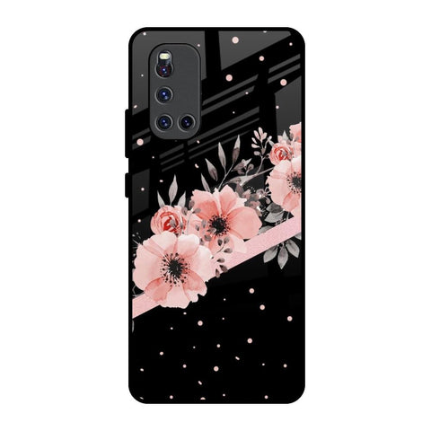 Floral Black Band Vivo V19 Glass Back Cover Online