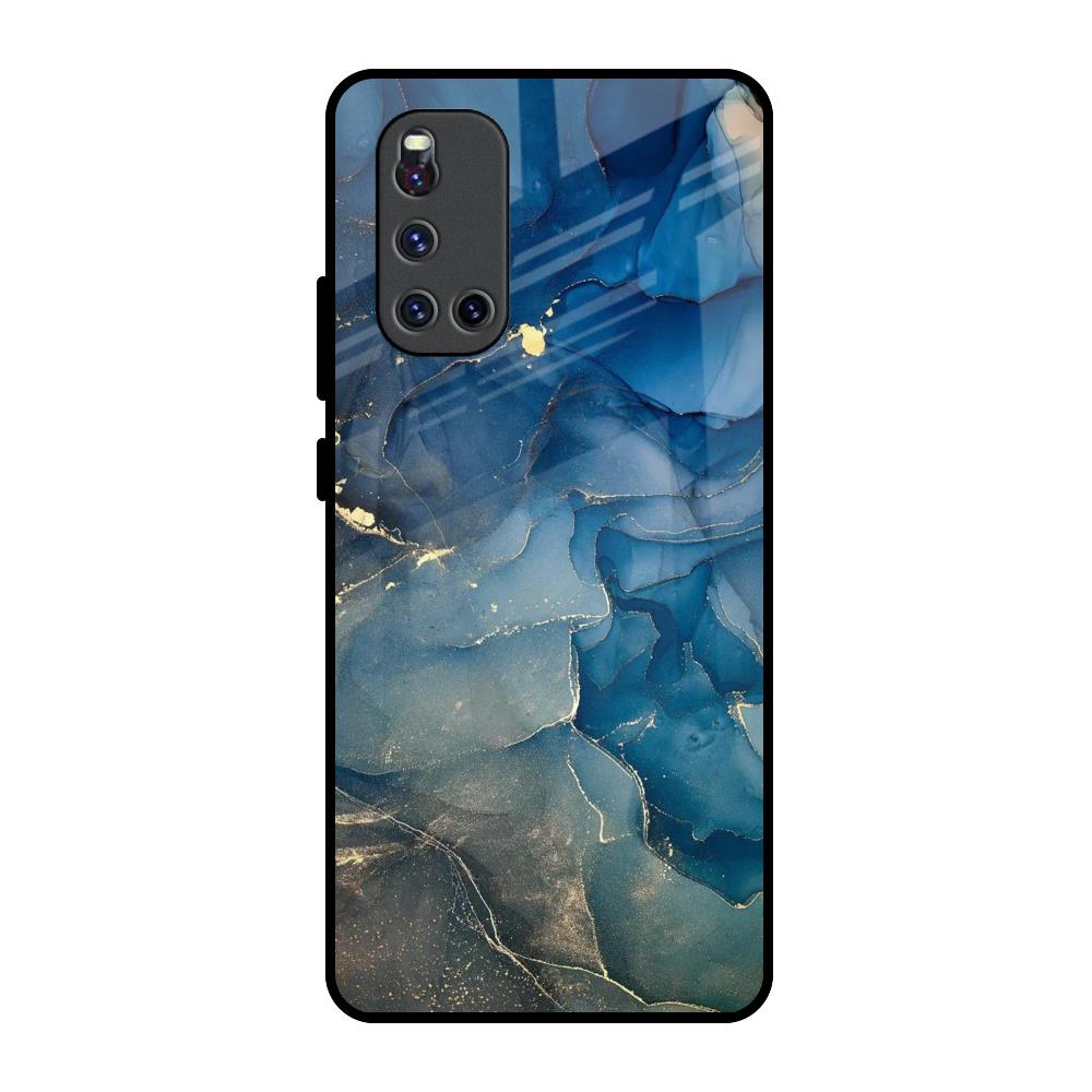 Blue Cool Marble Vivo V19 Glass Back Cover Online