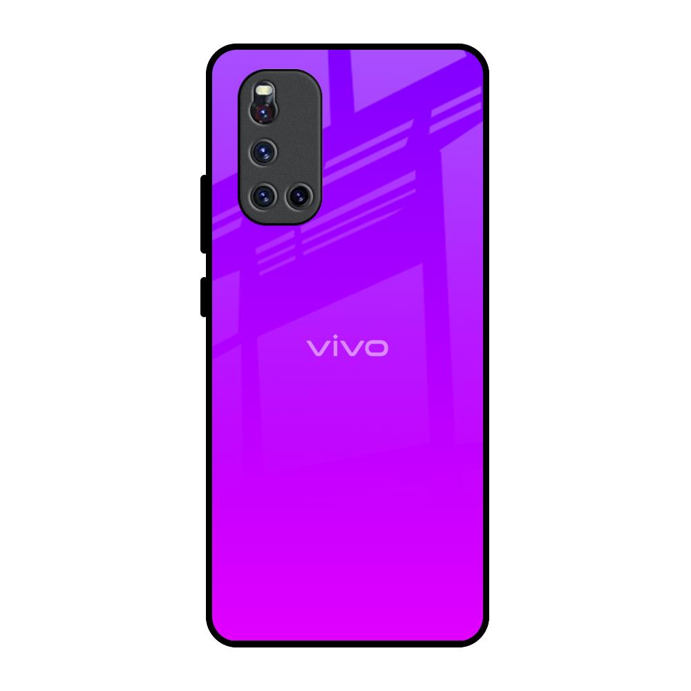 Purple Pink Vivo V19 Glass Back Cover Online