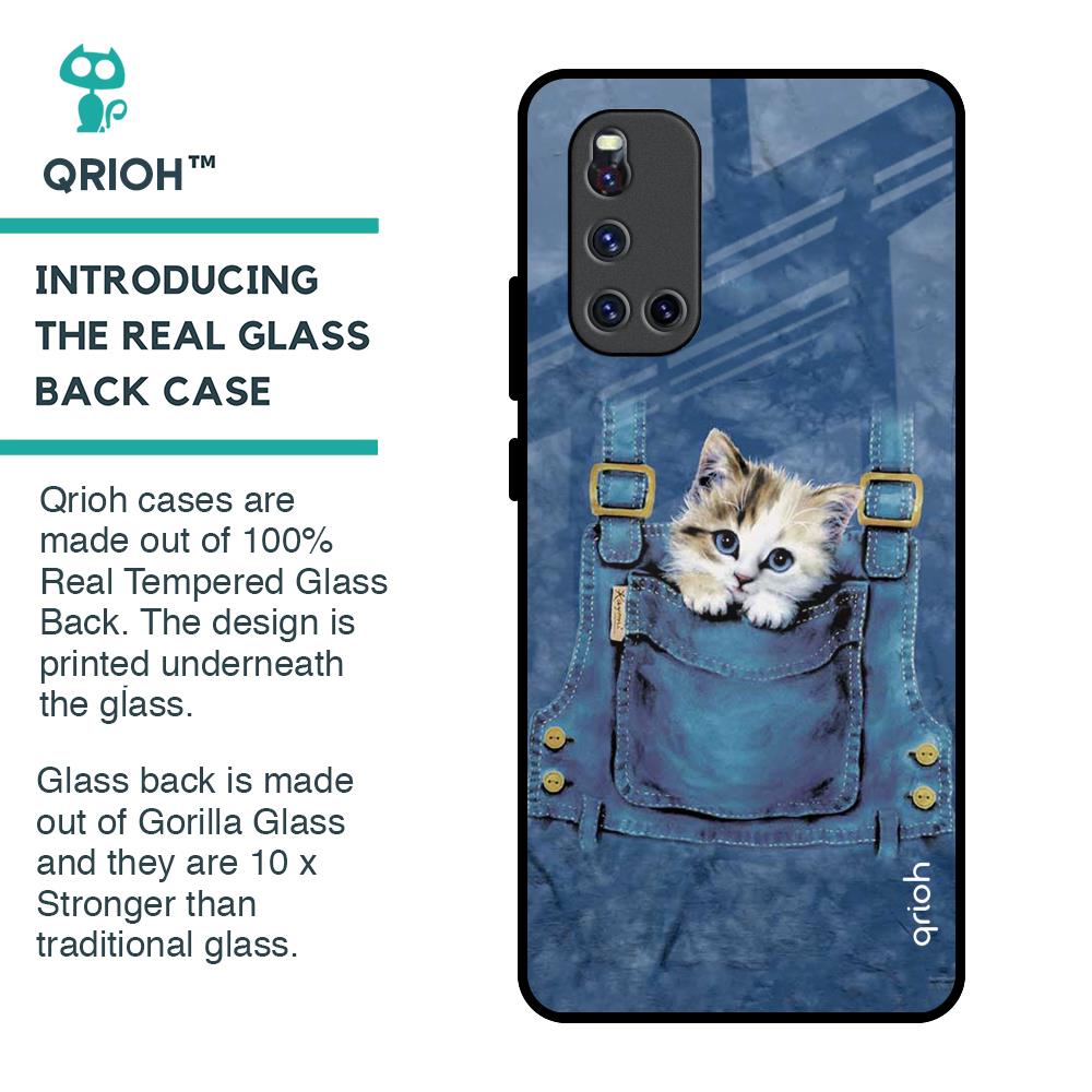 Kitty In Pocket Glass Case For Vivo V19