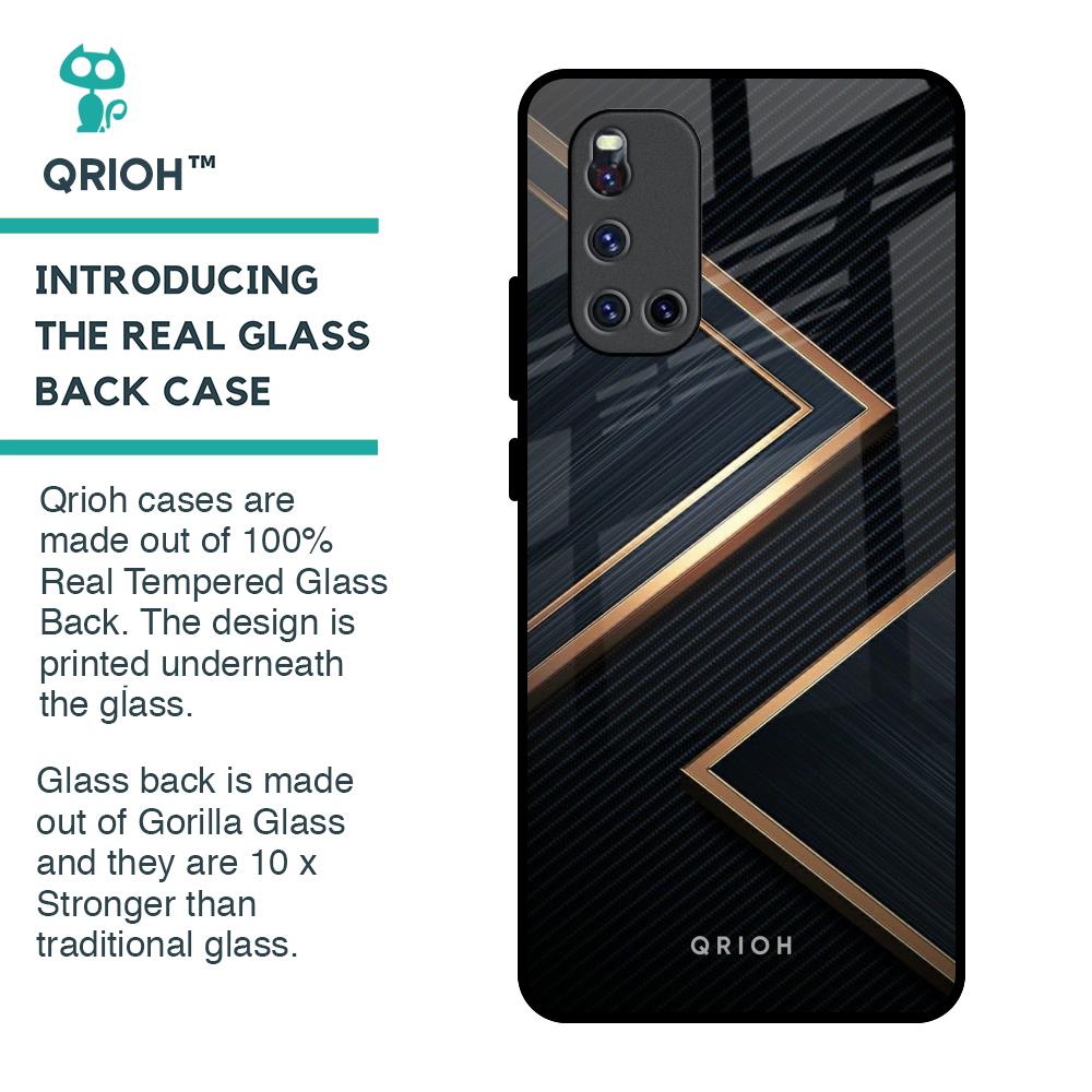 Sleek Golden & Navy Glass Case for Vivo V19