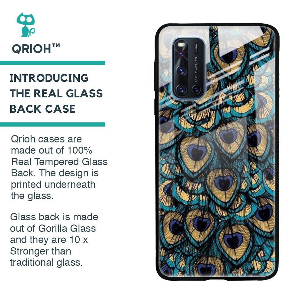 Peacock Feathers Glass case for Vivo V19