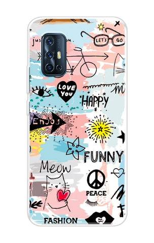 Happy Doodle Vivo V19 Back Cover