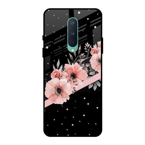 Floral Black Band OnePlus 8 Glass Back Cover Online