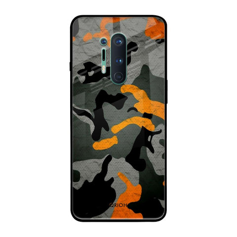 Camouflage Orange OnePlus 8 Pro Glass Back Cover Online