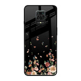 Floating Floral Print Redmi Note 9 Pro Max Glass Back Cover Online