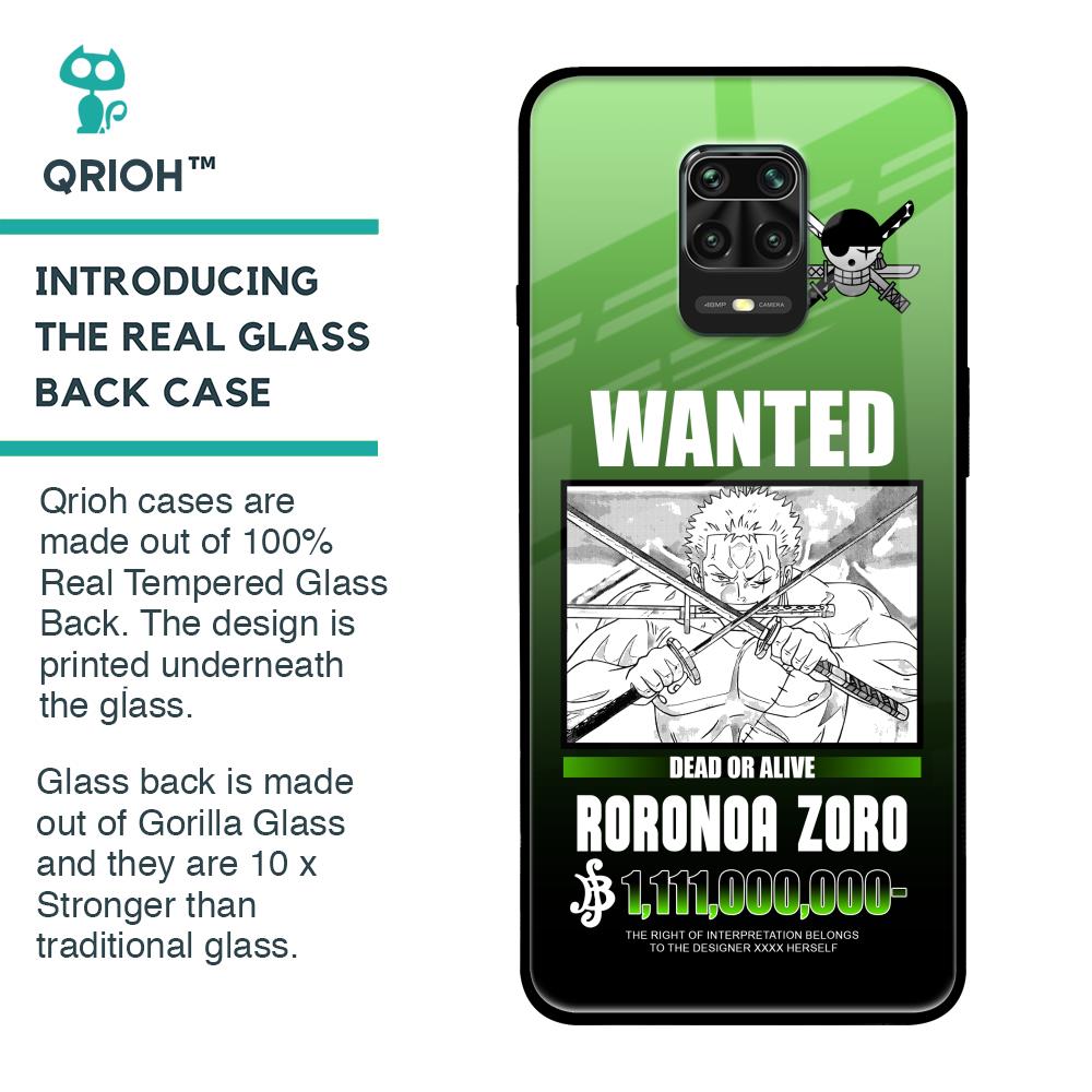 Zoro Wanted Glass Case for Redmi Note 9 Pro Max