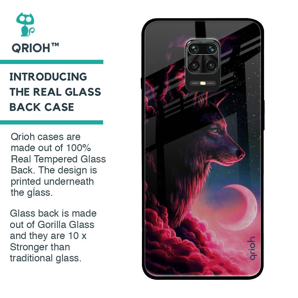 Moon Wolf Glass Case for Redmi Note 9 Pro Max