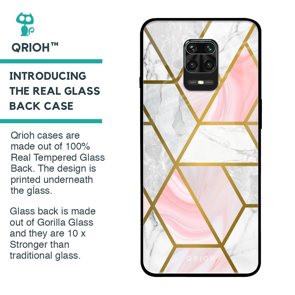 Geometrical Marble Glass Case for Redmi Note 9 Pro Max