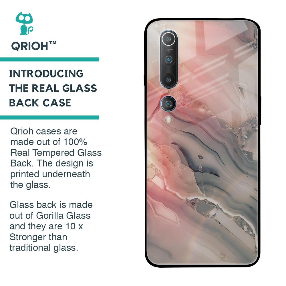 Pink And Grey Marble Glass Case For Xiaomi Mi 10