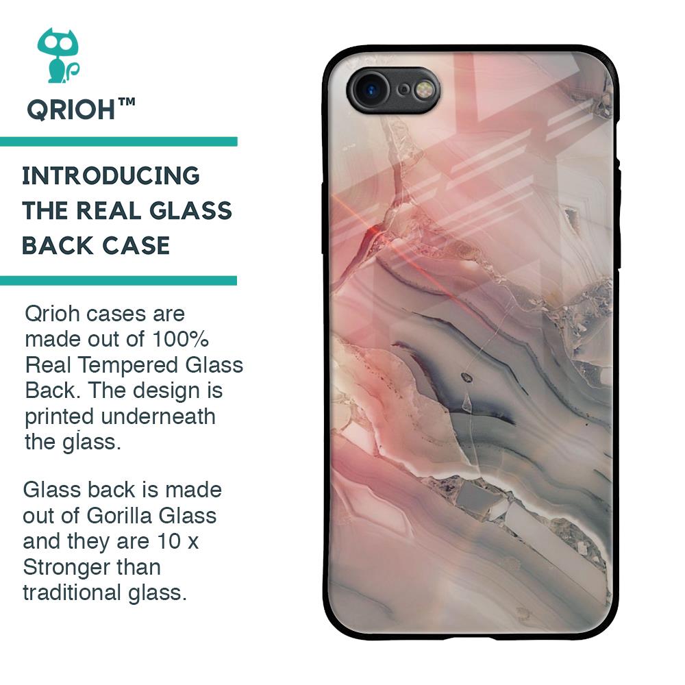 Pink And Grey Marble Glass Case For iPhone SE 2020