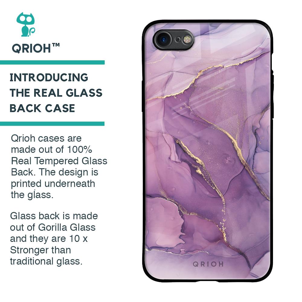 Purple Gold Marble Glass Case for iPhone SE 2020