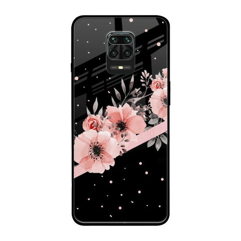 Floral Black Band Xiaomi Redmi Note 9 Pro Glass Back Cover Online