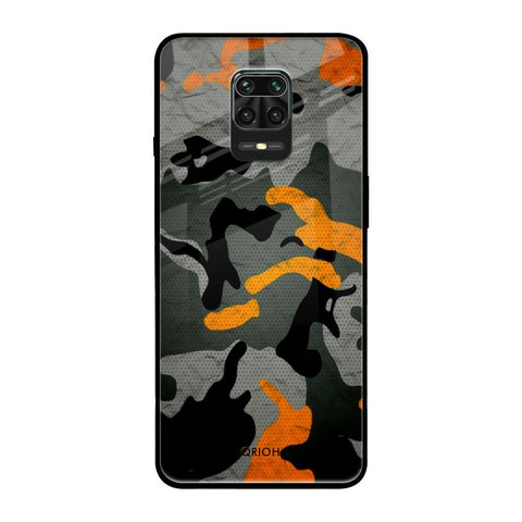 Camouflage Orange Xiaomi Redmi Note 9 Pro Glass Back Cover Online